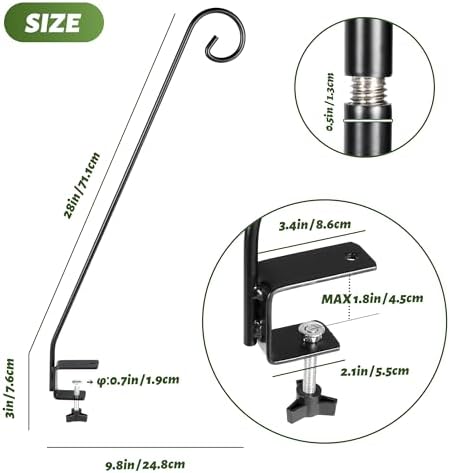 MIXXIDEA 2 Packs Heavy-Duty Deck Hook, Deck Rail Pole,Deck Bird Feeder Pole