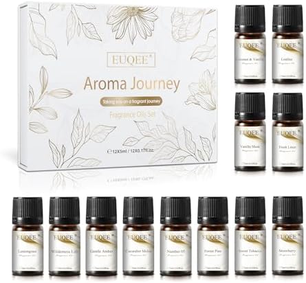 EUQEE 12 Pcs Fragrance Oils Gift Set for Aromatherapy