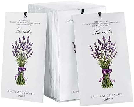 MYARO 12 Pack Lavender Scented Sachets, Closet Deodorizer Car Air Freshener
