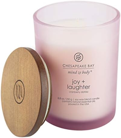 Chesapeake Bay Candle Joy + Laughter Scented Candles Cranberry Dahlia Medium 2-Pack Long Burn Time Home Décor