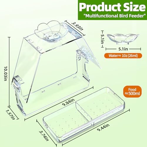 WENMIXER Window Bird Feeder with Non-Marking Self-Adhesive Hooks