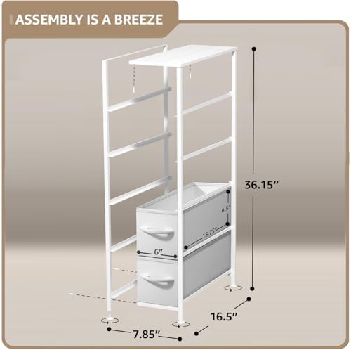 Sorbus 5-Drawer Narrow Dresser for Bedroom (White/Gray)