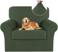 Turquoize 2 Piece Chair Covers Chair Slipcovers for Living Room Armchair Sofa Covers Chair Couch Cover with Arms Washable Furniture Protector for Chairs Feature Thick Fabric (Chair, Bronze Green)