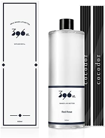396 st. Reed Diffuser Oil Refill, Red Rose, 16.9oz, 10 Fiber Reed Sticks/Home Fragrance, Scented Oil Refills, Oils for Reed Diffuser, Home Décor