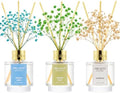 Airkeep Reed Diffuser Set of 3, Jasmine Mint Gardenia Freesia Pear Oil Reed Diffusers for Bedroom Living Room Office Aromatherapy Oil Reed Diffuser for Gift 50ml x 3