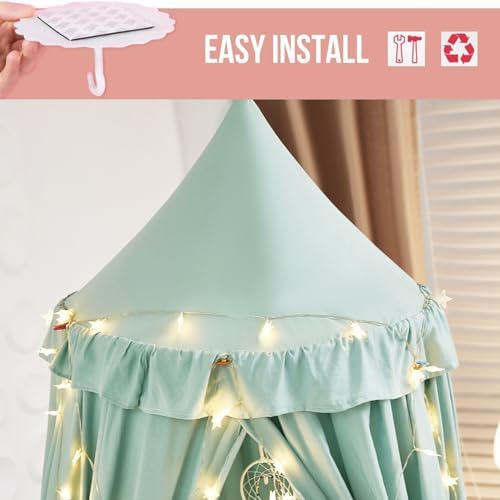 Kertnic Decor Princess Canopy for Girls Bed, Soft Smooth Playing Tent Canopy Room Decoration Castle, Dreamy Mosquito Net Bedding, Reading Nook Canopies in Home (Green)