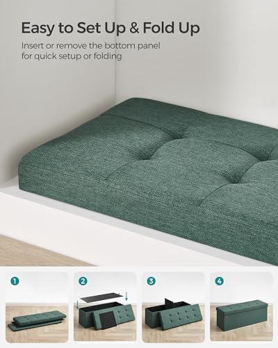 SONGMICS 43.3 Inches Folding Storage Ottoman Bench, Load 660 lb