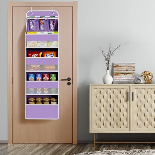Univivi Fabric Over the Door Organizer for Baby Nursery, Purple, 5-Shelf