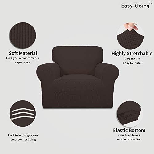 Easy-Going Stretch Chair Slipcover with Arm Washable Chocolate