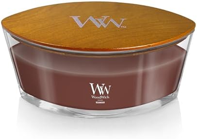 WoodWick Redwood Holiday Candle Gifts for Women and Men, 16 oz Ellipse Candle with Crackling Wick (Pack of 2)