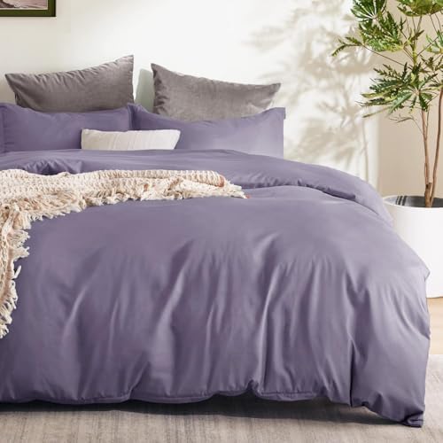 Bedsure Duvet Cover King Size, Double Brushed Bedding Set, Dusty Purple