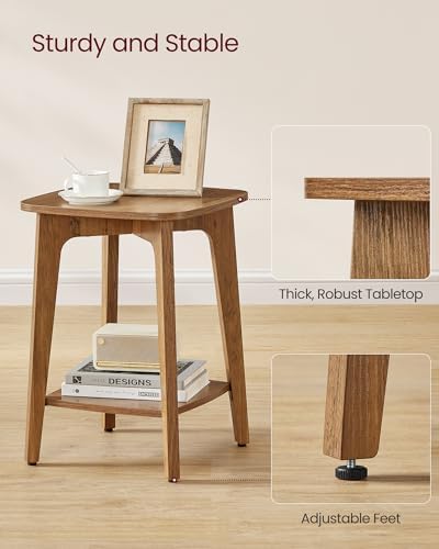 VASAGLE Side Table, 2-Tier Small Square End Table, Nightstand Set of 2