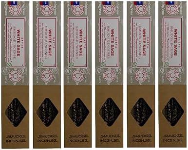 Satya Smudge Incense Stick – Hand-Rolled Indian Masala Incense for Meditation, Yoga & Spiritual Cleansing Pack of 6 (Smudge White Sage)