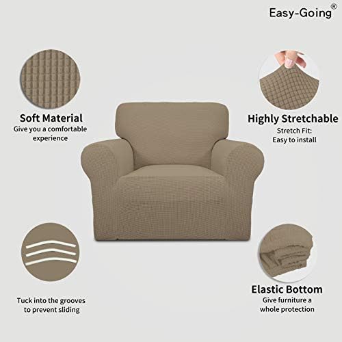 Easy-Going Stretch Chair Slipcover with Arm Washable Natural