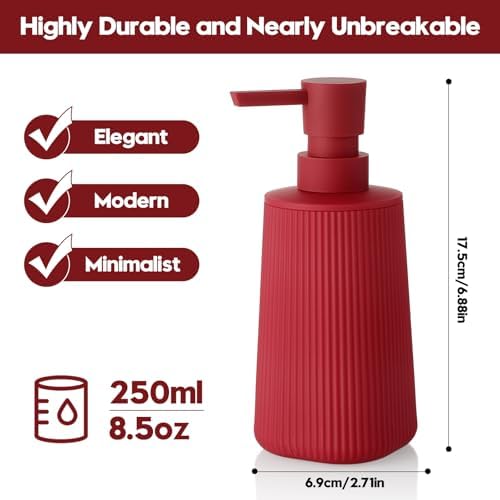 YAUKPH Small Soap Dispenser for Bathroom and Kitchen Matte Red
