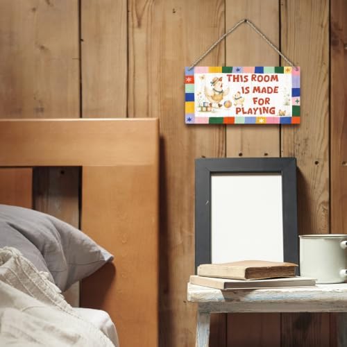 PHAMTE Chicken Farm Nursery Kids Playroom Wood Sign Plaque Décor 12x6 In
