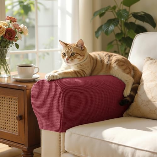 SUBRTEX Stretch Couch Arm Covers Set of 2, Non-Slip Sofa Armrest Slipcovers