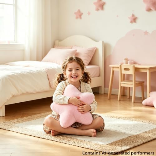 Star Pillow 15.4" Pink Decorative Throw Pillows for Girls Bedroom Decor