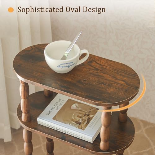 MaxSmeo Small Narrow Side Table, 3-Tier Narrow Nightstand for Small Space