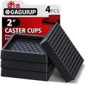 Non Slip Furniture Pads - 2x2 Anti Skid Caster Cups, 4PCS Square Furniture Coasters for Hardwood Floors, Anti Slide Furniture Cup Bed Floor Protectors, Furniture Stoppers to Prevent Sliding(Black)