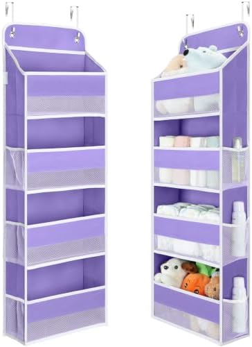 Yecaye Over the Door Organizer forNursery Closet 35.2lbs Load Purple 4 Tier