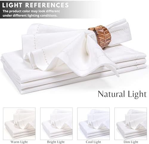 Ramanta Home Flax Linen Cloth Napkins Set of 12 20x20 Inches - White