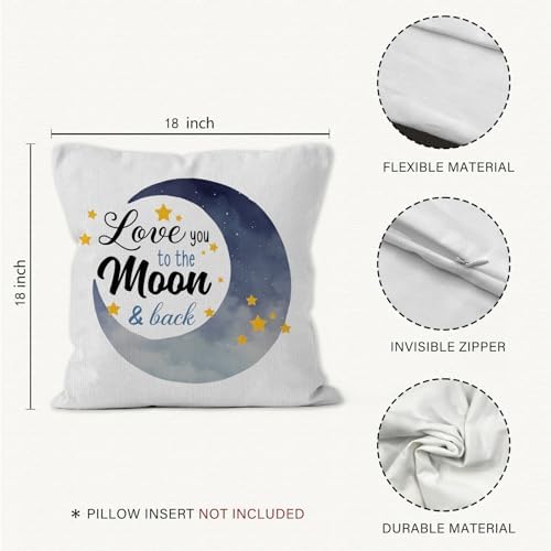 I Love You to The Moon and Back Throw Pillow Covers, Moon Pillow Covers, Love Decorative Pillow Covers for Kids Childs Room Decor, Gifts for Childs, Galaxy Stars Decor Pillow Covers 18x18