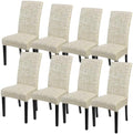 SearchI Dining Room Chair Covers Set of 8, Stretch Printed Parsons Chair Slipcovers Removable Washable Kitchen Chair Protector Cover for Dining Room, Hotel, Ceremony (Flaxen Print)