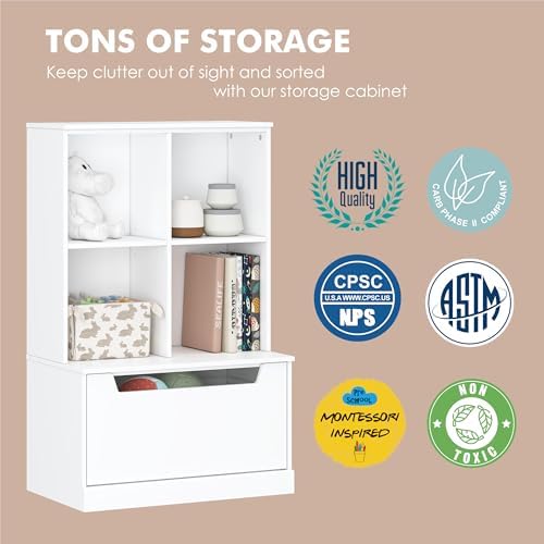UTEX Kids Bookshelf and Toy Storage Organizer, Toddler Bookcase with Cubby
