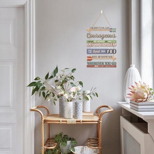 HLNIUC Christian Bible Verse Wood Decor, Religious Scripture Wooden Hanger,Vintage Arrow Encourage Hanging Signs,Courage Scripture Wood Wall Decor,Do Not Be Afraid Wall Sign For Living Room Bedroom