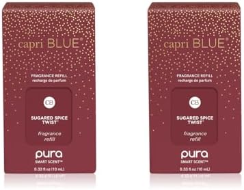 Capri Blue Pura Diffuser Refills – Luxury Home Fragrance – Long Lasting Oil Diffuser Scents with Notes of Brown Sugar, Cinnamon & Raspberry Cream (Sugared Spice Twist, Pack of 2 Pura Refills)