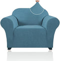 PrinceDeco Stretch Chair Cover Chair Slipcovers with Arms 1-Piece Chair Sofa Slipcovers or Living Room Non Slip Armchair Cover Furniture Protector Dogs Pet Friendly(Armchair,Storm Blue)