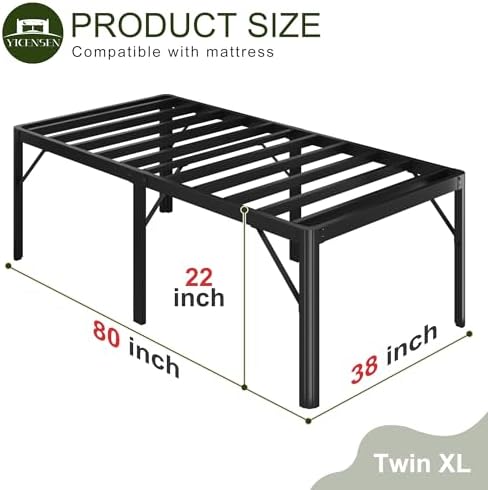 22 Inch High Twin XL Bed Frames Rounded Corner Legs Heavy Duty