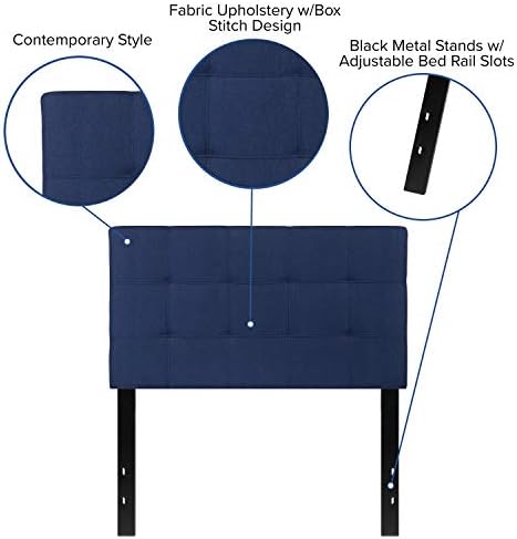 BizChair Quilted Tufted Upholstered Twin Size Headboard in Navy Fabric