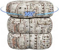 Get Set Style 360° Swivel Flower Ottoman, Vintages Vanity Stool Footrest with 300LBS Capacity, No Assembly Small Space Accent Chair for Living Room Bedroom Entryway (Neutral Vintage Mosaic)