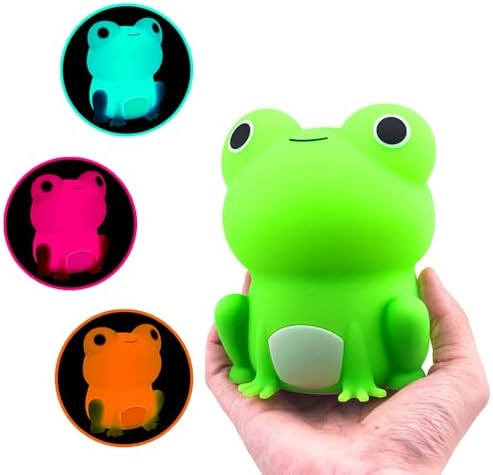OkiyiD Frog Night Light for Nursery, Rechargeable Dimmable Bedside Lamp with Touch Control(ABS+SIL), Portable Kids Gift for Girls, Boys, Babies