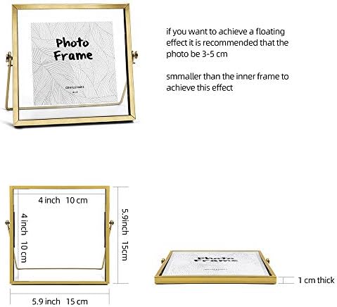 AceList Gold Picture Frames, Set of 3 Metal Floating 4 in Frame with Stand