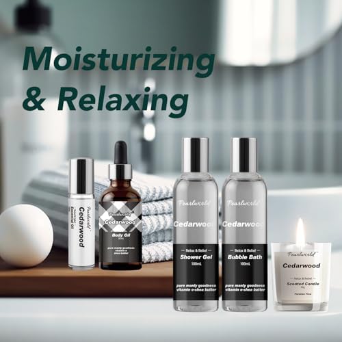 12Pcs Men's Spa Gift Set - Cedarwood Bath & Body Care Kit, Home Spa Set with Natural, Perfect Gifts for Men - Father's Day, Birthday, Valentine's & Christmas
