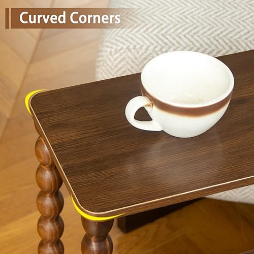Fultyle Small Narrow Side Table, Skinny End Table with Storage, Nightstand