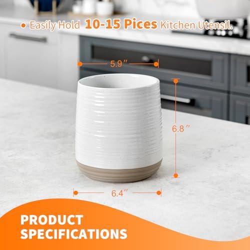 6.8" Large Ceramic Utensil Holder for Kitchen Counter