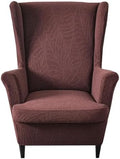 2 Piece Wingback Chair Cover Stretch Jacquard Wing Back Chair Slipcover with Armrest Washable Furniture Protector for Armchair Living Room Bedroom