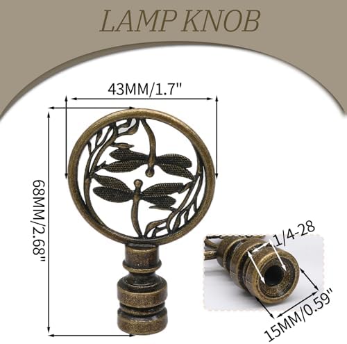Biaungdo 2 Pack Double Dragonflies Lamp Finial, Antique Bronze