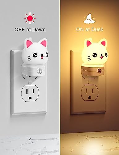 DORESshop Cat Night Lights Plug Into Wall,Cute Night Light for Kids