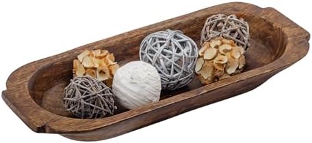 Mie Creations 16'' Large Wooden Dough Bowl for Decor, Rustic Centerpiece