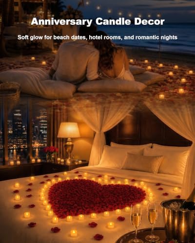 Homemory 100-Pack Flameless Tea Lights Candles Battery Operated, 200+ Hours