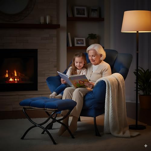 LITA Lazy Chair with Ottoman, Comfy Accent Reading Chair