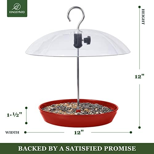 Kingsyard Platform Bird Feeder with Adjustable Dome for Outdoors Hanging
