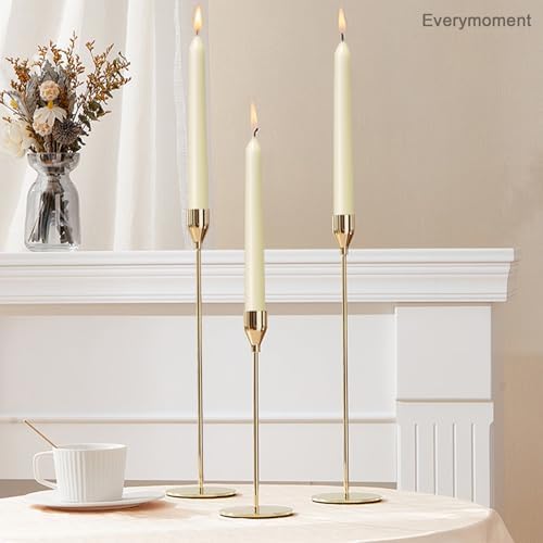 Everymoment Ivory Taper Candles - 36 Pack 10 Inch Candlesticks - Dripless & Smokeless Tapered Candle 8 Hours Unscented Cream Candle Sticks - Perfect for Wedding Holiday Dinner Party Home Decor