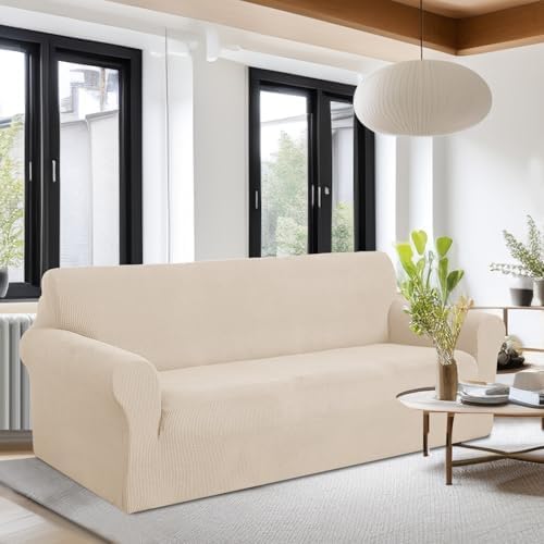 U-NICE HOME Oversized Stretch Couch Cover Slipcover, Beige