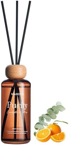 M&SENSE Reed Diffuser Set, Eucalyptus Citrus, 6.3 oz Natural Essential Oil